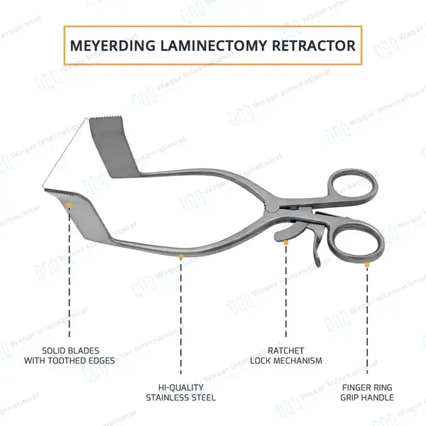 Meyerding Self-Retaining Laminectomy Retractor 2.5 X 6.1cm Blade 3.75″ Spread - surgical instruments manufactured by Waqar International, Sialkot - view 3