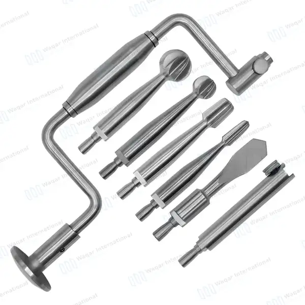 7 Pcs Hudson Brace Hand Drill Set with Free Wooden Box - surgical instruments manufactured by Waqar International, Sialkot - view 3