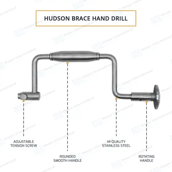 Hudson Brace Hand Drill 10″ (25.4cm) - surgical instruments manufactured by Waqar International, Sialkot - view 3