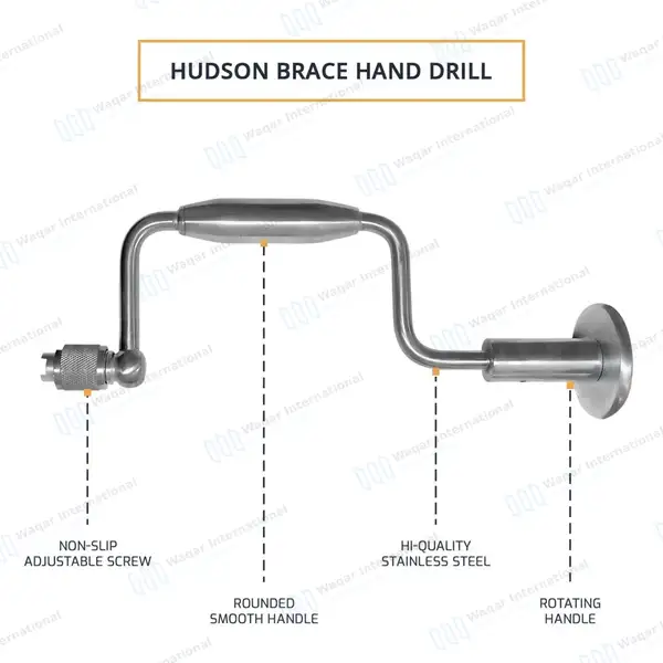 Hudson Brace 11″ (27.9cm) with Improved Snap-Lock Chuck - surgical instruments manufactured by Waqar International, Sialkot - view 4