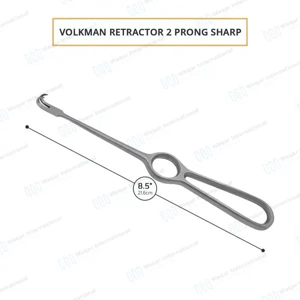 Volkman Retractor 8.5″ Ring Handle with 2 Sharp Prongs - surgical instruments manufactured by Waqar International, Sialkot - view 3