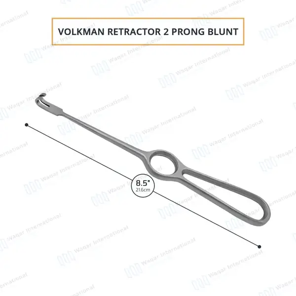 Volkman Retractor 8.5″ Ring Handle with 2 Blunt Prongs - surgical instruments manufactured by Waqar International, Sialkot - view 3