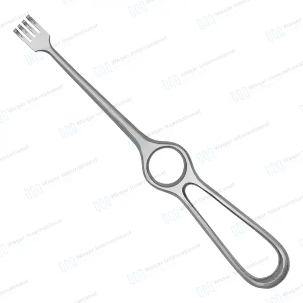 Volkman Retractor 8.5″ Ring Handle with 4 Sharp Prongs - surgical instruments manufactured by Waqar International, Sialkot - view 2