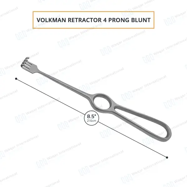 Volkman Retractor 8.5″ Ring Handle with 4 Blunt Prongs - surgical instruments manufactured by Waqar International, Sialkot - view 3