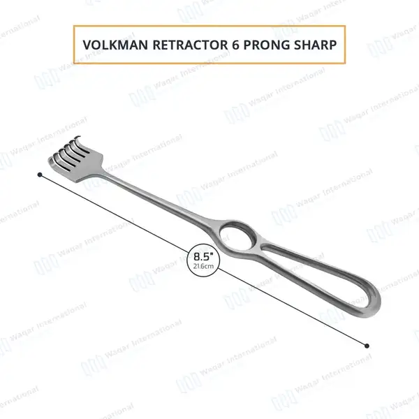 Volkman Retractor 8.5″ Ring Handle with 6 Sharp Prongs - surgical instruments manufactured by Waqar International, Sialkot - view 3