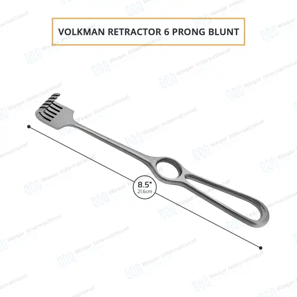Volkman Retractor 8.5″ Ring Handle with 6 Blunt Prongs - surgical instruments manufactured by Waqar International, Sialkot - view 3