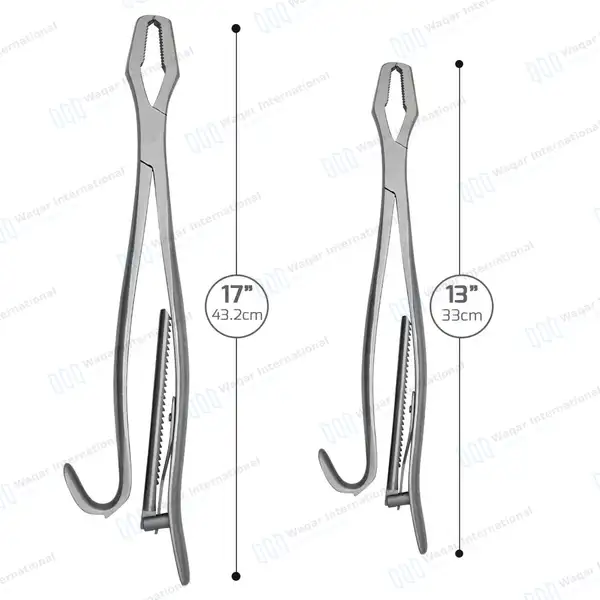 2 Lane Bone Holding Forceps Set 13″ & 17″ with Ratchet - orthopedic instruments manufactured by Waqar International, Sialkot - view 3