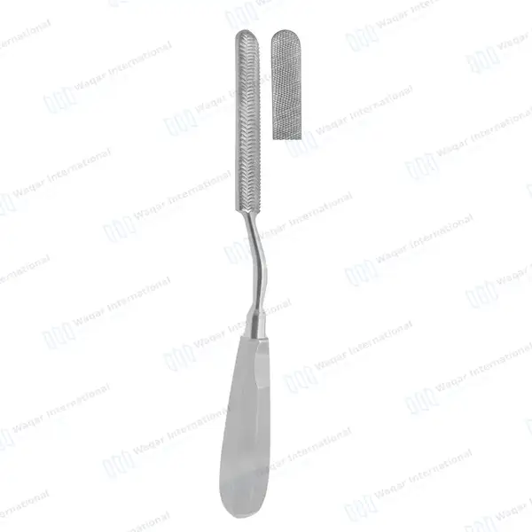Bone File 10″ Half-round Blade 3 4/5″ X 3/5″ Bayonet Shank Handle - orthopedic instruments manufactured by Waqar International, Sialkot - view 2