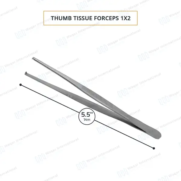 Thumb Tissue Forceps 1×2 Teeth 5.5″ - surgical instruments manufactured by Waqar International, Sialkot - view 3