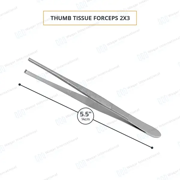 Thumb Tissue Forceps 2×3 Teeth 5.5″ - surgical instruments manufactured by Waqar International, Sialkot - view 3