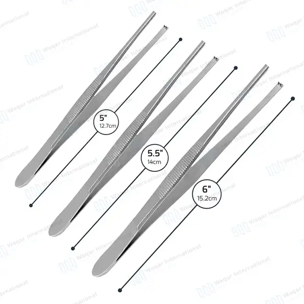 3 Thumb Tissue Forceps 2×3 Teeth 5″, 5.5″ & 6″ - surgical instruments manufactured by Waqar International, Sialkot - view 3