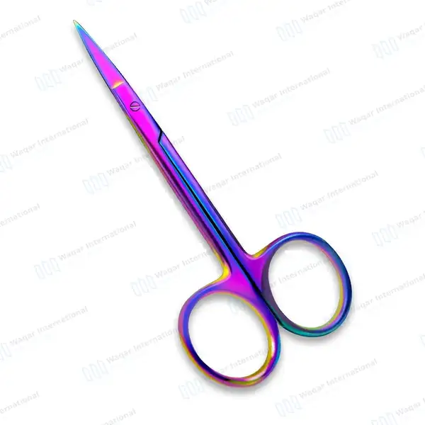 Rainbow Iris Scissors 4.5″ Straight - surgical instruments manufactured by Waqar International, Sialkot - view 2