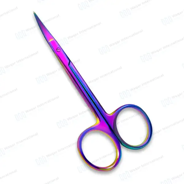 Rainbow Iris Scissors 4.5″ Curved - surgical instruments manufactured by Waqar International, Sialkot - view 2