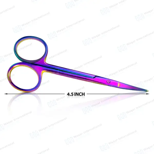 Rainbow Iris Scissors 4.5″ Curved - surgical instruments manufactured by Waqar International, Sialkot - view 3