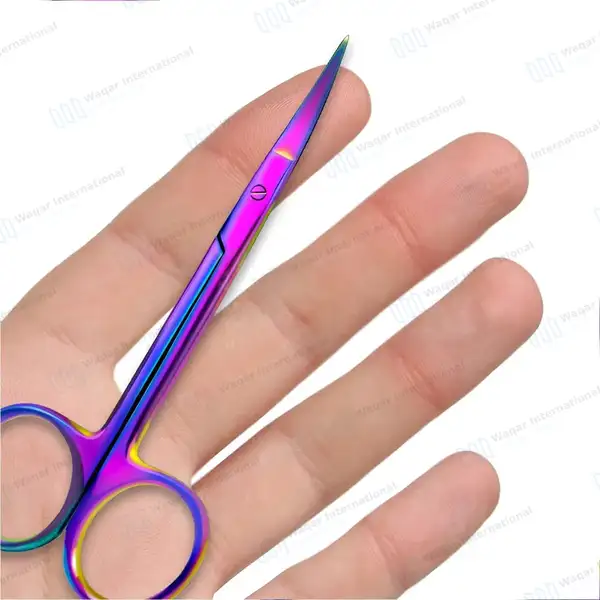 Rainbow Iris Scissors 4.5″ Curved - surgical instruments manufactured by Waqar International, Sialkot - view 7