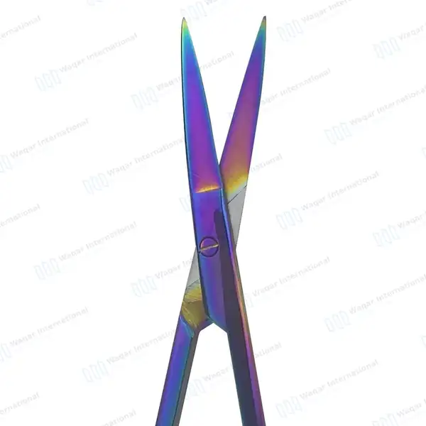 2 Rainbow Iris Scissors 4.5″ Straight& Curved - surgical instruments manufactured by Waqar International, Sialkot - view 5