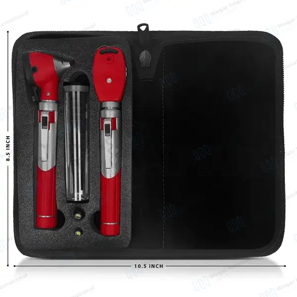 Fiber Optic Mini Otoscope & Ophthalmoscope ENT Diagnostic Set – Red - surgical instruments manufactured by Waqar International, Sialkot - view 3