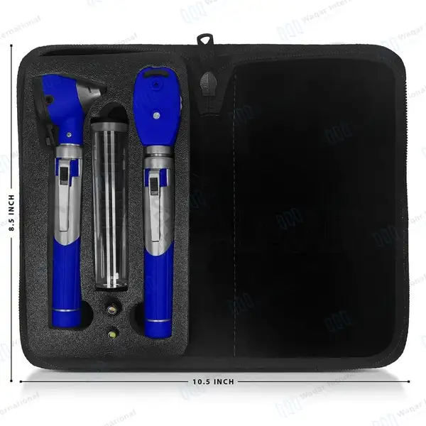 Fiber Optic Mini Otoscope &  Ophthalmoscope ENT Diagnostic Set – Blue - surgical instruments manufactured by Waqar International, Sialkot - view 3