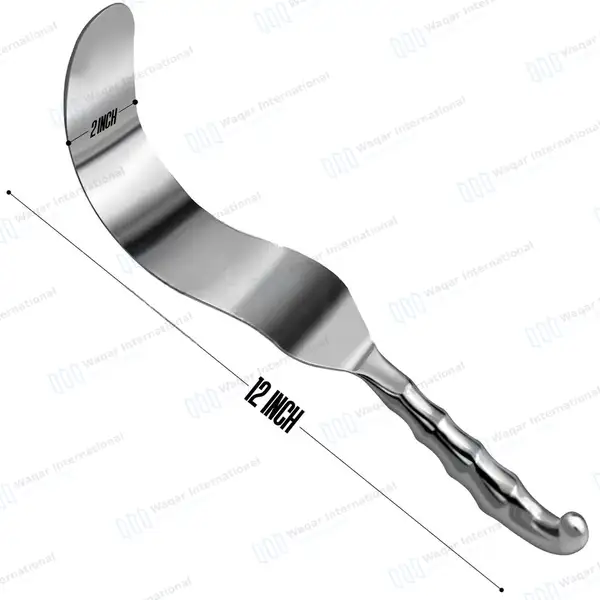 Deaver Retractor 2″x12″ with Hollow Grip Handle - surgical instruments manufactured by Waqar International, Sialkot - view 3