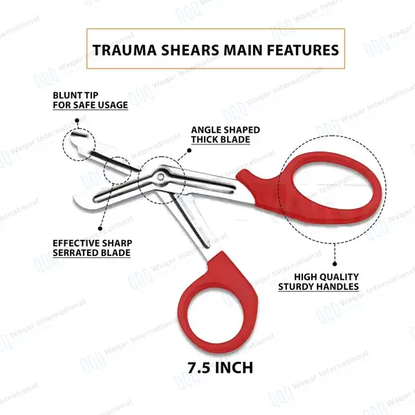 6 Pcs Trauma Shears 7.25″ Heavy Duty EMT Bandage Scissors - surgical instruments manufactured by Waqar International, Sialkot - view 4