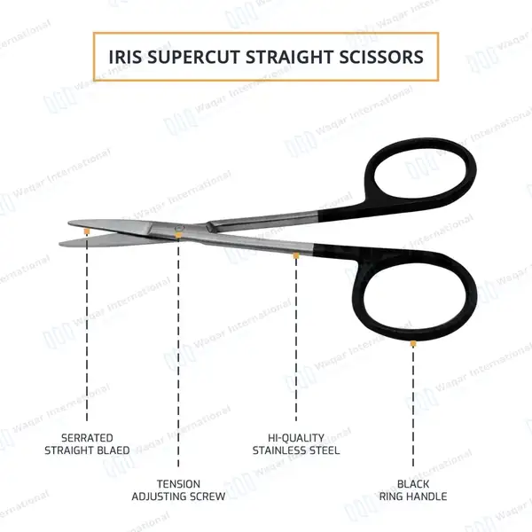 Supercut Iris Scissors 4.5″ Straight - surgical instruments manufactured by Waqar International, Sialkot - view 4