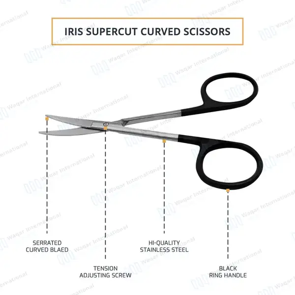 Supercut Iris Scissors 4.5″ Curved - surgical instruments manufactured by Waqar International, Sialkot - view 4
