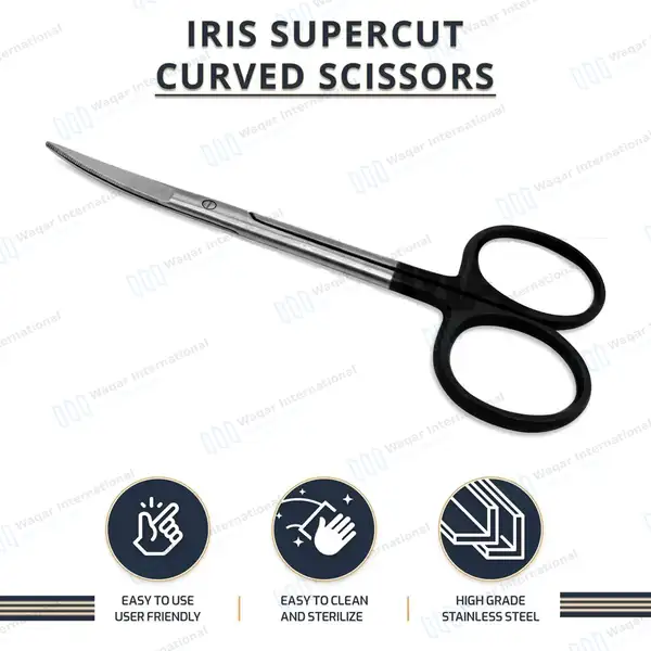 Supercut Iris Scissors 4.5″ Curved - surgical instruments manufactured by Waqar International, Sialkot - view 9