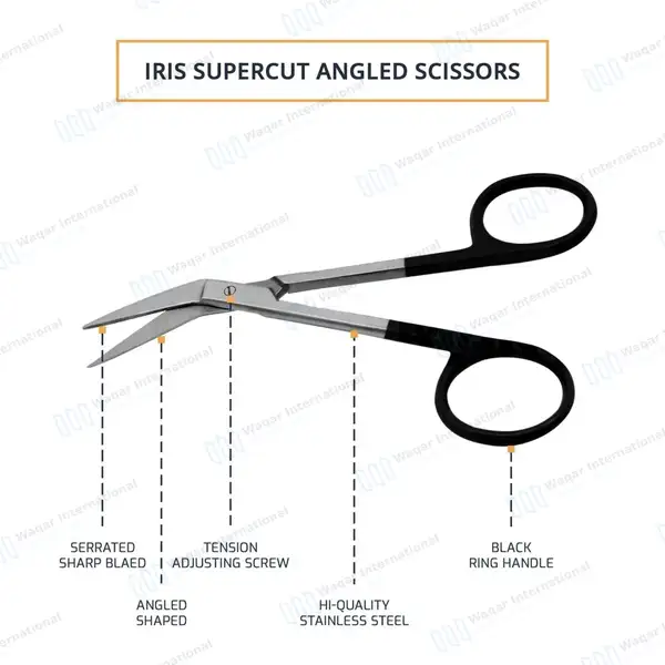 Supercut Iris Scissors 4.5″ Angled - surgical instruments manufactured by Waqar International, Sialkot - view 4