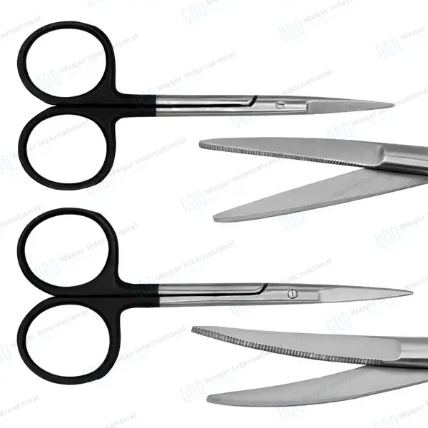 2 Pcs Supercut Iris Scissors 4.5″ (11.4cm) Straight & Curved - surgical instruments manufactured by Waqar International, Sialkot - view 2