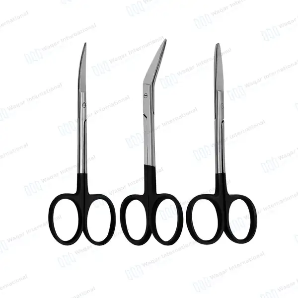 3 Pcs Supercut Iris Scissors 4.5″ (11.4cm) Straight+Curved+Angled - surgical instruments manufactured by Waqar International, Sialkot - view 5