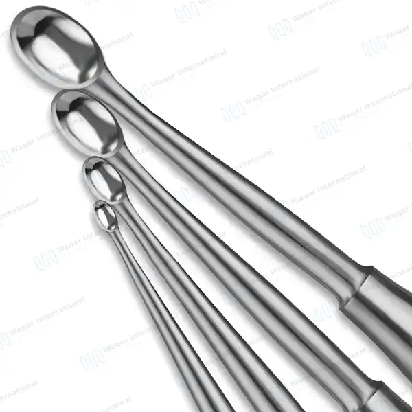 4 Pcs Spratt Brun Mastoid Curettes Set 6.5″ Size #000, #1, #4, #6 Oval Shaped - surgical instruments manufactured by Waqar International, Sialkot - view 4