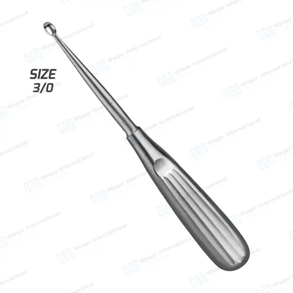 Spratt Brun Bone Curette 6.5″ Oval Cup 2.8×4.5mm Size #3/0 - surgical instruments manufactured by Waqar International, Sialkot - view 2