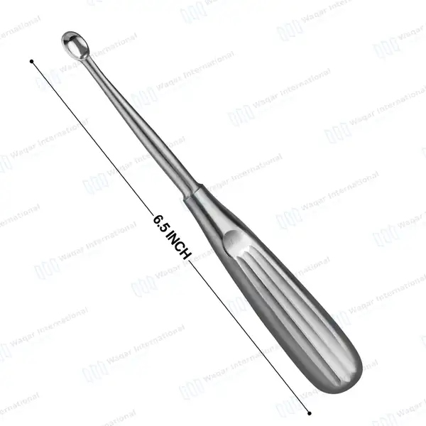 Spratt Brun Bone Curette 6.5″ Oval Cup 4.3×6.6mm Size #1 - surgical instruments manufactured by Waqar International, Sialkot - view 2
