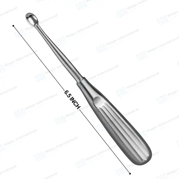 Spratt Brun Bone Curette 6.5″ Oval Cup 4.8×7.5mm Size #2 - surgical instruments manufactured by Waqar International, Sialkot - view 2