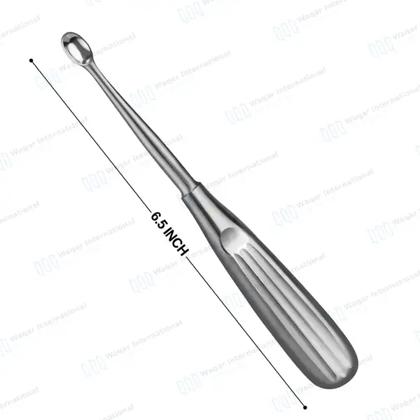 Spratt Brun Bone Curette 6.5″ Oval Cup 6.1×9.5mm Size #4 - surgical instruments manufactured by Waqar International, Sialkot - view 2