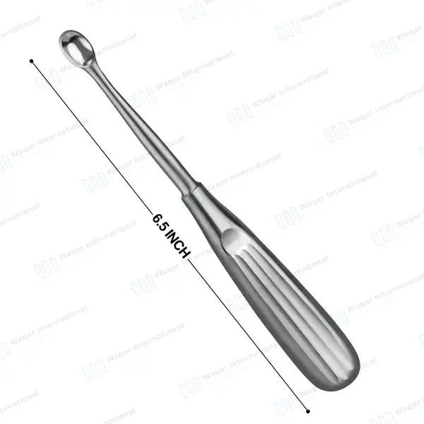 Spratt Brun Bone Curette 6.5″ Oval Cup 6.7×10.4mm Size #5 - surgical instruments manufactured by Waqar International, Sialkot - view 2