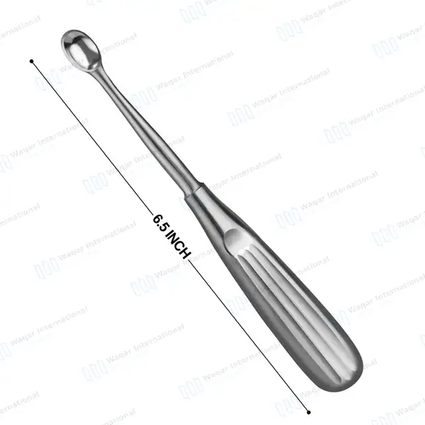 Spratt Brun Bone Curette 6.5″ Oval Cup 8.7×12.6mm Size #6 - surgical instruments manufactured by Waqar International, Sialkot - view 2