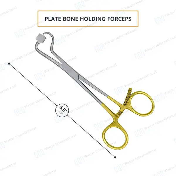 Plate and Bone Holding Forceps 5.5″ with Footplate & Gold Handle - surgical instruments manufactured by Waqar International, Sialkot - view 3