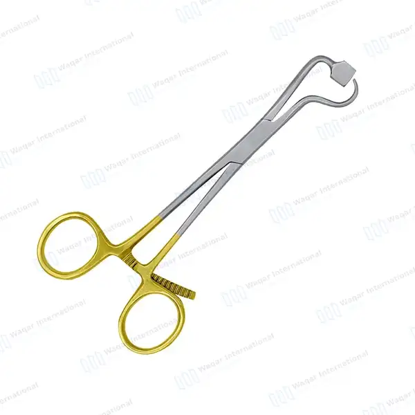Plate and Bone Holding Forceps 5.5″ with Footplate & Gold Handle - surgical instruments manufactured by Waqar International, Sialkot - view 7