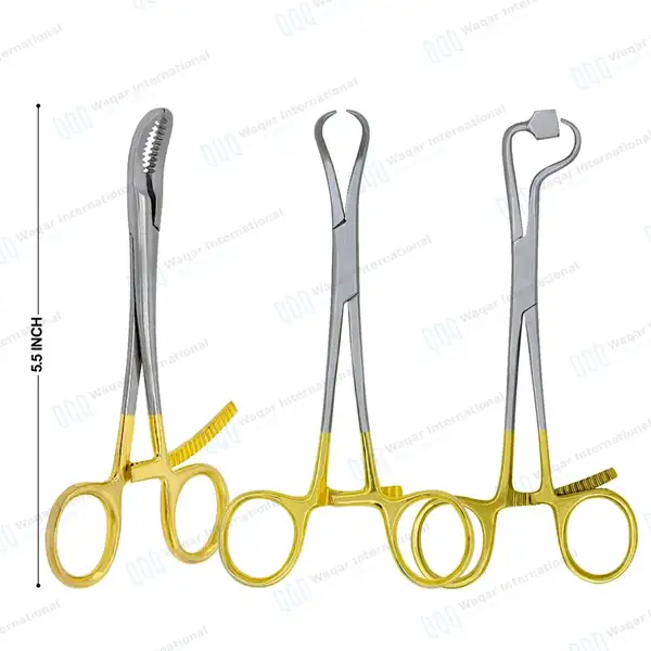 3 Plate Bone Holding Reduction Forceps Set 5.5″ Gold Handle - orthopedic instruments manufactured by Waqar International, Sialkot - view 3