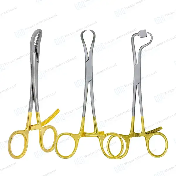 3 Plate Bone Holding Reduction Forceps Set 5.5″ Gold Handle - orthopedic instruments manufactured by Waqar International, Sialkot - view 7
