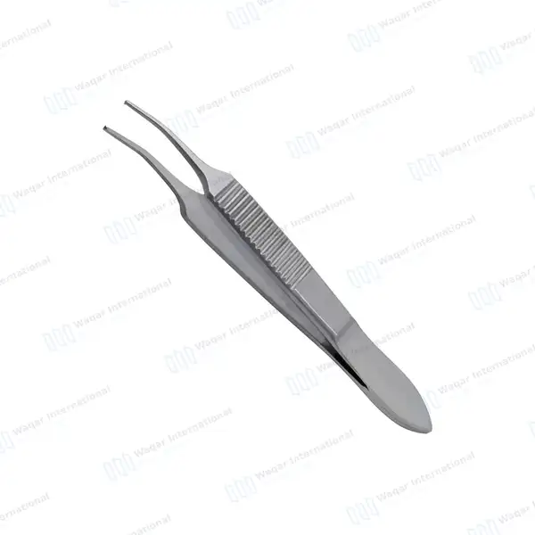Graefe Iris Forceps 3″ (7.6cm) Curved 1×2 Teeth - surgical instruments manufactured by Waqar International, Sialkot - view 2