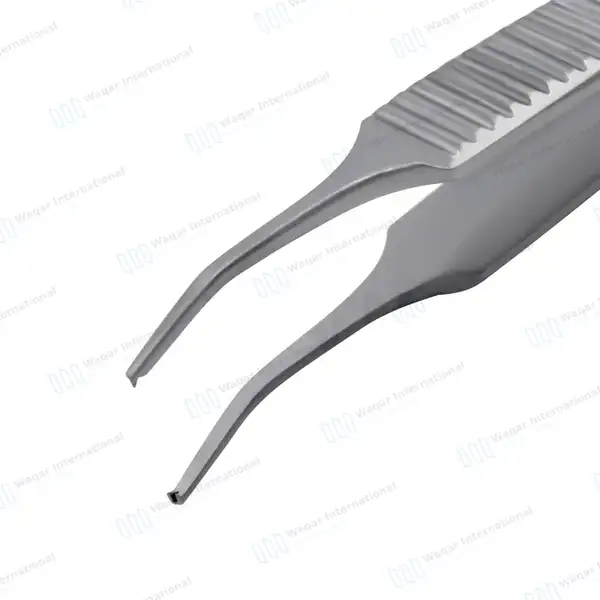 Graefe Iris Forceps 3″ (7.6cm) Curved 1×2 Teeth - surgical instruments manufactured by Waqar International, Sialkot - view 5