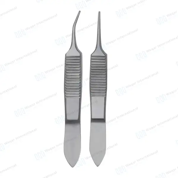2 Pcs Graefe Iris Forceps Set 3″ Straight & Curved 1×2 Teeth - surgical instruments manufactured by Waqar International, Sialkot - view 2