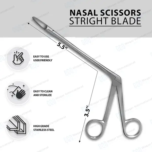 Nasal Sinus Scissors 5.5″ (14cm) Shaft Straight Blade - surgical instruments manufactured by Waqar International, Sialkot - view 3