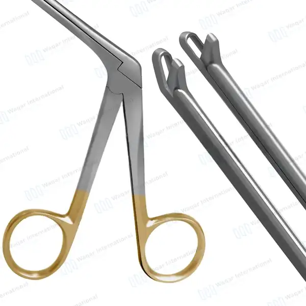 2 Gruenwald Nasal Forceps Set 4.5″ Shaft Thru-cut 2.5x12mm Oval Bite Gold Handle - surgical instruments manufactured by Waqar International, Sialkot - view 2