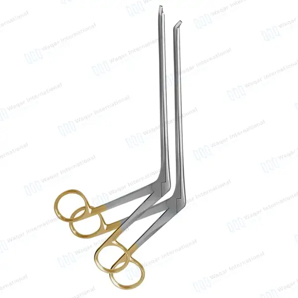 2 Gruenwald Nasal Forceps Set 4.5″ Shaft Thru-cut 2.5x12mm Oval Bite Gold Handle - surgical instruments manufactured by Waqar International, Sialkot - view 4