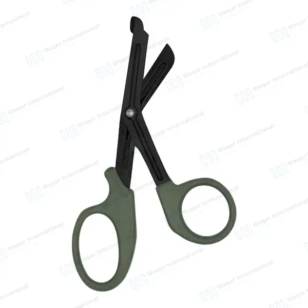 EMT Trauma Shears 7.25″ Black Blades Olive Drab Handle - surgical instruments manufactured by Waqar International, Sialkot - view 2