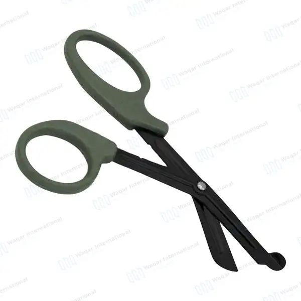 EMT Trauma Shears 7.25″ Black Blades Olive Drab Handle - surgical instruments manufactured by Waqar International, Sialkot - view 6