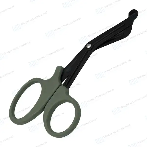 EMT Trauma Shears 7.25″ Black Blades Olive Drab Handle - surgical instruments manufactured by Waqar International, Sialkot - view 7